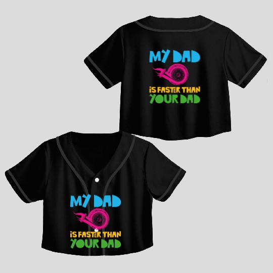 Drag Racing Race Car Dad Son Crop Top Baseball Jerseys