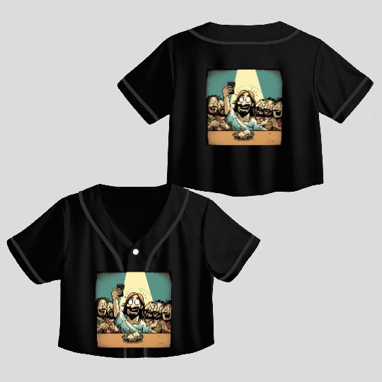 Jesus Takes A Selfie During The Last Supper Crop Top Baseball Jerseys