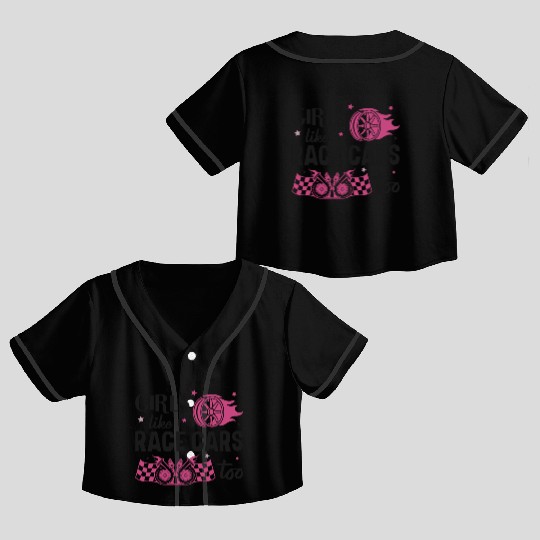 Drag Racing Race Car Girl Girls Crop Top Baseball Jerseys