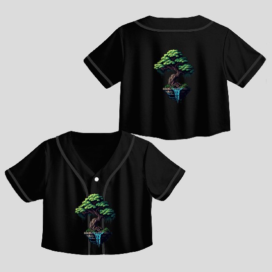 8 Bit Bonsai Tree Crop Top Baseball Jerseys