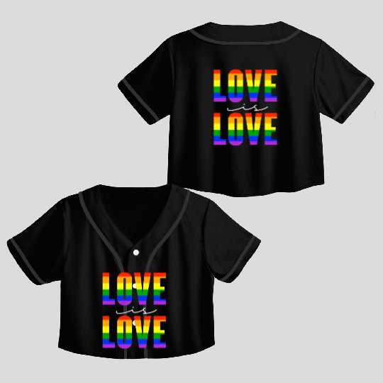 Love Is Love, LGBT Rainbow Flag Crop Top Baseball Jerseys