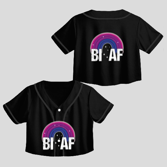 Bi AF Bisexual Pride Flag Rainbow Crop Top Baseball Jerseys