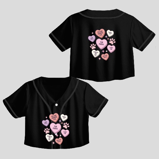 My Dog Is My Valentine Conversation Hearts Crop Top Baseball Jerseys