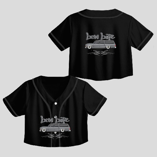 LOWLIFE Charcoal Crop Top Baseball Jerseys