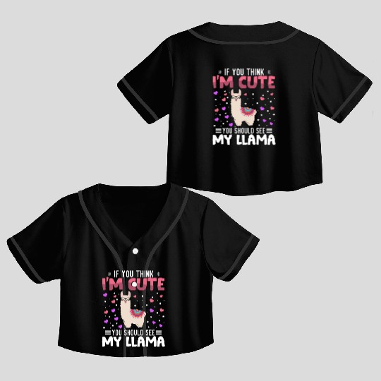 Llama Heart Valentine's Day Animal For Womens Kids Crop Top Baseball Jerseys