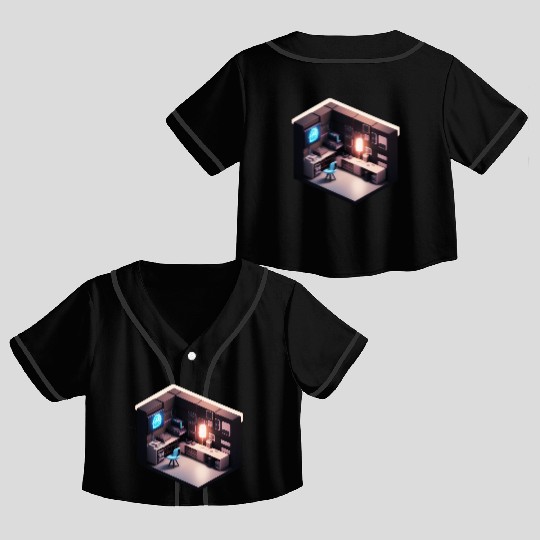 Cubic Room Print - Unique and Modern Home Decor Crop Top Baseball Jerseys