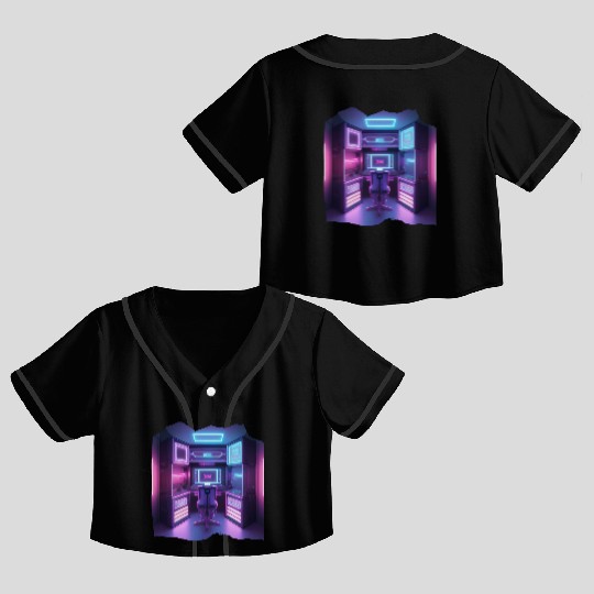 Future Isometric Room Gamer Studio Crop Top Baseball Jerseys