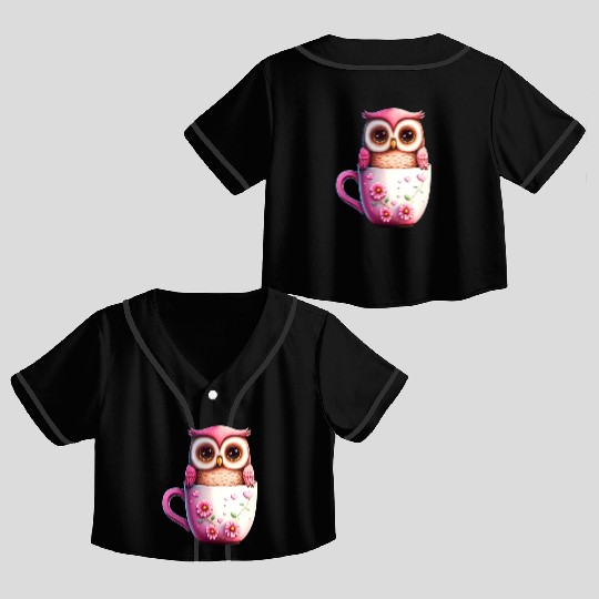 Owl Animal Cute Wild Bird Zoo Forest Nature Child Crop Top Baseball Jerseys