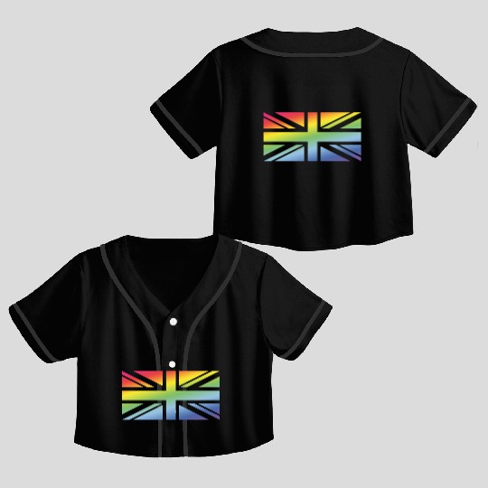 Union Jack / Rainbow Flag (Great Britain / UK) Crop Top Baseball Jerseys