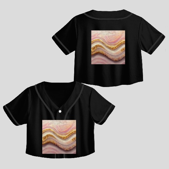 Pink Agate Geode Stone Crop Top Baseball Jerseys