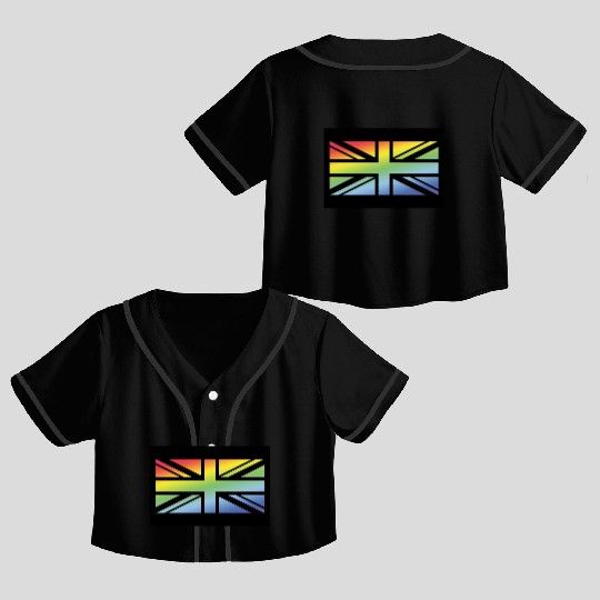 Union Jack / Rainbow Flag (Britain / UK / Poster) Crop Top Baseball Jerseys