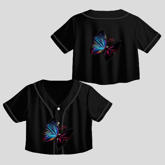 Butterfly Fearless Crop Top Baseball Jerseys