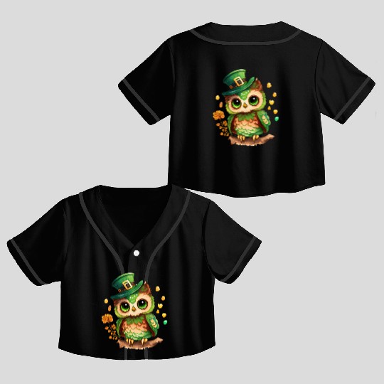 St Patrick's Day Irish Funny Owl Saint Patrick Crop Top Baseball Jerseys
