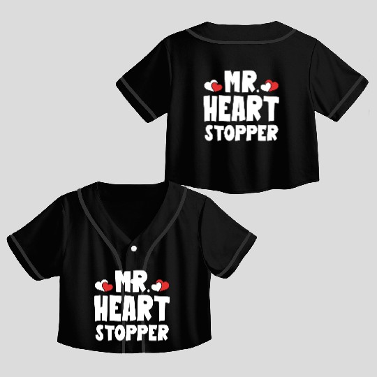 Mr Heart Stopper Funny Boyfriend Valentine's Day Crop Top Baseball Jerseys