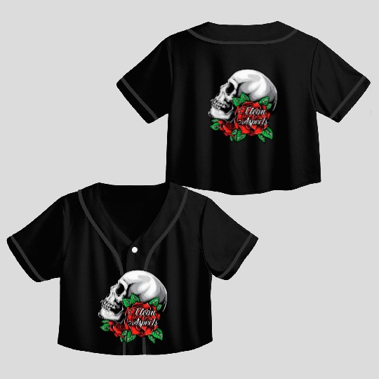 CA SKULL AND ROSES Crop Top Baseball Jerseys