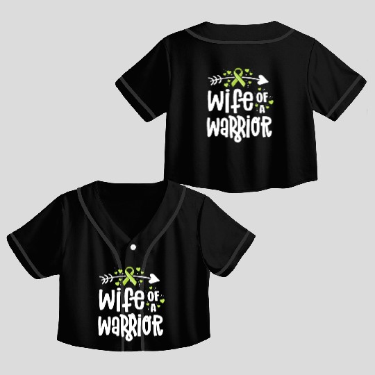 Wife Of A Warrior Lymphoma Cancer Awareness Crop Top Baseball Jerseys