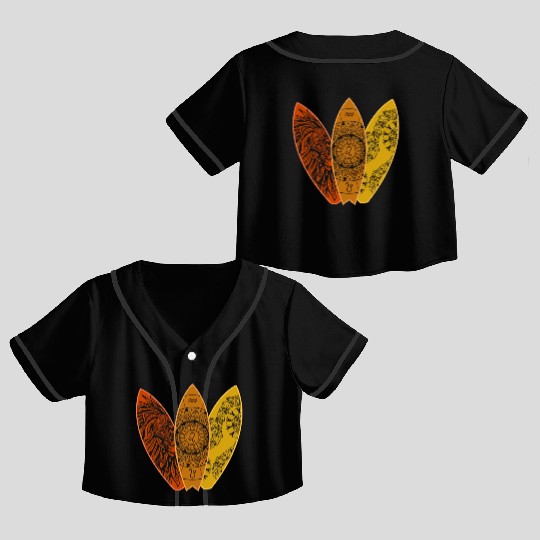 Leo Lion Zodiac Sign Surfboard Surfing Horoscope Crop Top Baseball Jerseys