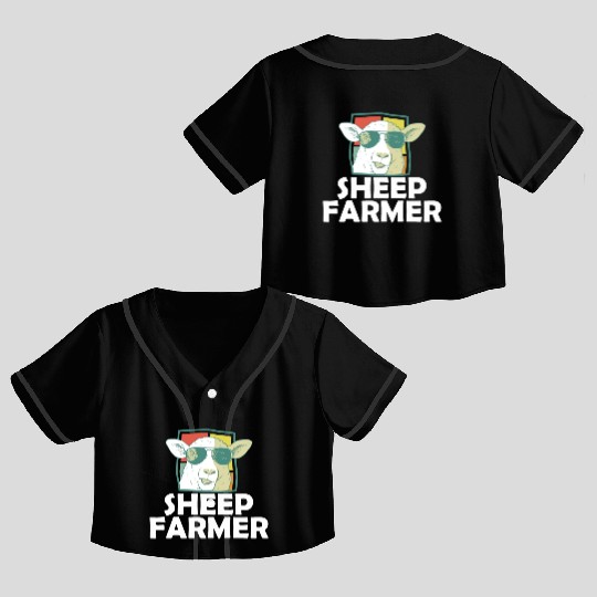 Retro Sheep Farmer Sunglasses Farming Crop Top Baseball Jerseys