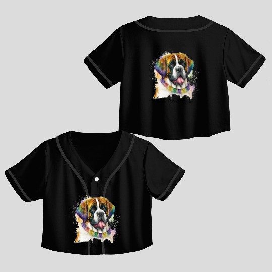Mardi Gras Cutie Saint Bernard Crop Top Baseball Jerseys