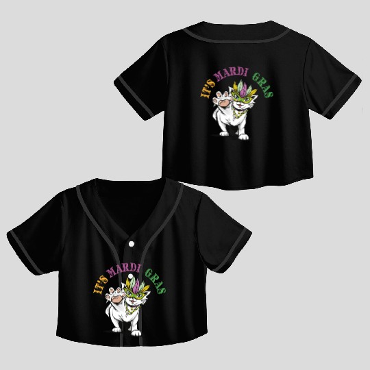 Cat Mardi Gras Crop Top Baseball Jerseys