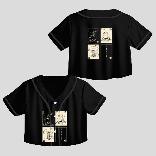 Cottagecore Tarot Cards Fungi Frog Goblincore Crop Top Baseball Jerseys