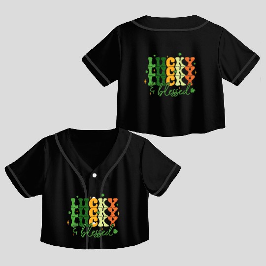 Lucky and Blessed St Patrick's Day Crop Top Baseball Jerseys