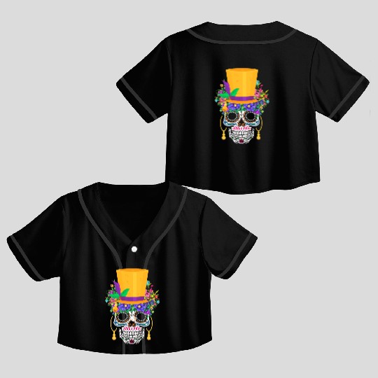 Mardi Gras Costume El Dia De Los Muertos Flower Crop Top Baseball Jerseys