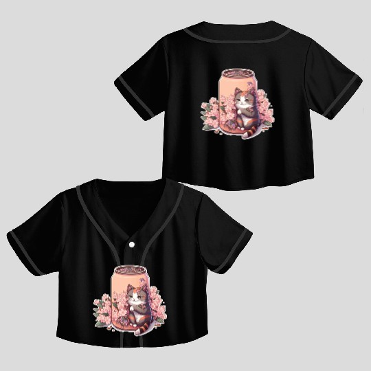 Anime cat Crop Top Baseball Jerseys