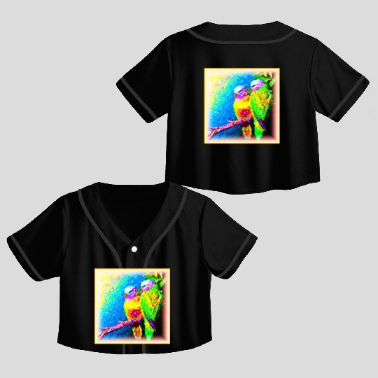 A Vibrant and Joyful Rainbow Birds. Buy Now Crop Top Baseball Jerseys