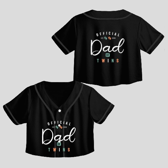 Dad of Twins Funny New Daddy To Be Expecting 2023 Crop Top Baseball Jerseys