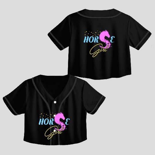 Horse Girl Crop Top Baseball Jerseys Horse Lovers Gift Equestrian