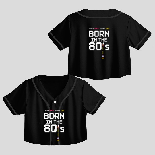 1985 Birtday Retro Gamer Pixel Born in the 80s Crop Top Baseball Jerseys