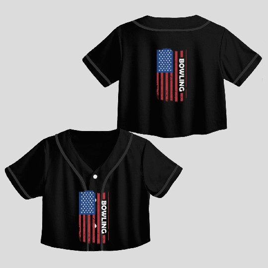 Sport Us Flag Bowling Crop Top Baseball Jerseys