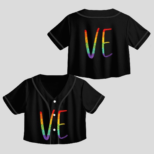 LGBT Pride Love LO VE Lesbian Couple Matching Love Crop Top Baseball Jerseys