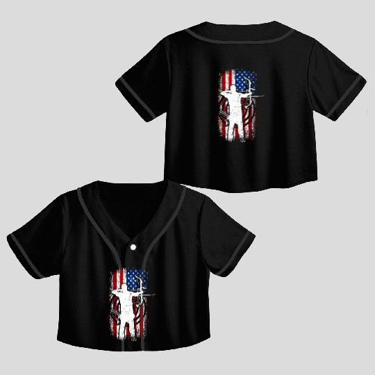 Usa Patriotic American flag 4th of July Archery Crop Top Baseball Jerseys