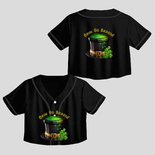 Get Lucky with this 'Erin go Bragh' Top Hat Design Crop Top Baseball Jerseys