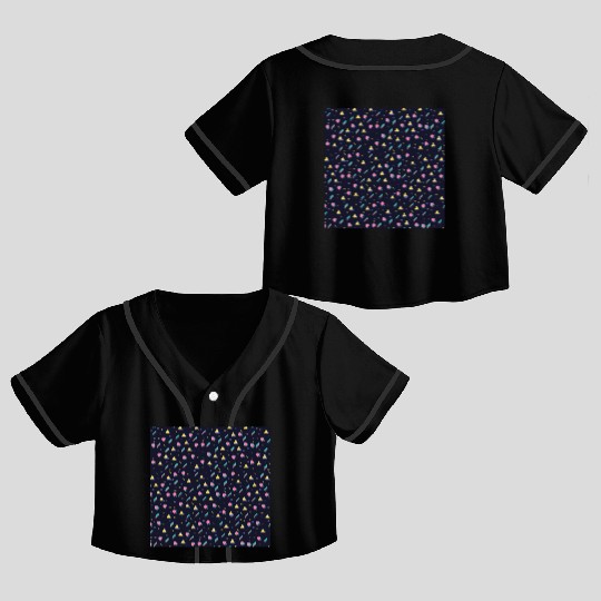 90s Navy + CMYK Bus Seat Retro Geometric Pattern Crop Top Baseball Jerseys