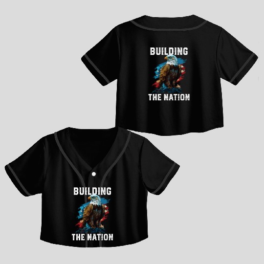Building the Nation American Bald Eagle America Crop Top Baseball Jerseys