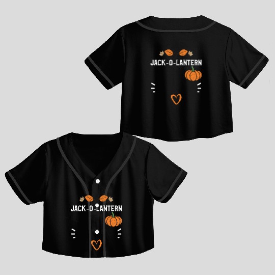 Jack-O-Lantern - Pumpkin Crop Top Baseball Jerseys