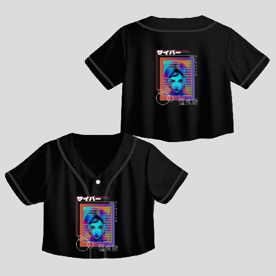 Psychedelic Cyberpop Japanese Vaporwave Aesthetic Crop Top Baseball Jerseys