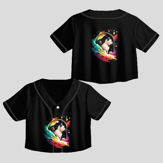 Space Cat on Galaxy Cat Lover Crop Top Baseball Jerseys