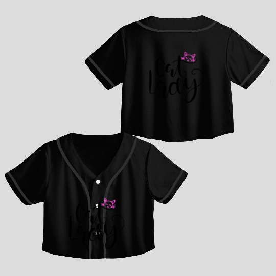 Cat lady Meow Crop Top Baseball Jerseys