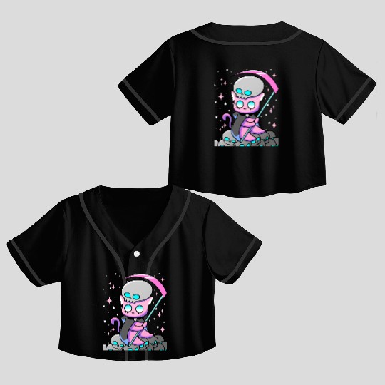 Kawaii Pastel Goth Anime Tarot Card Death Cute Wit Crop Top Baseball Jerseys