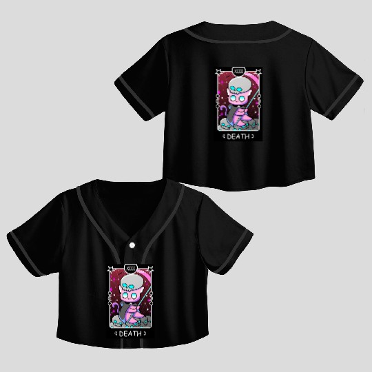 Kawaii Pastel Goth Tarot Card Death Grim Reaper Cu Crop Top Baseball Jerseys