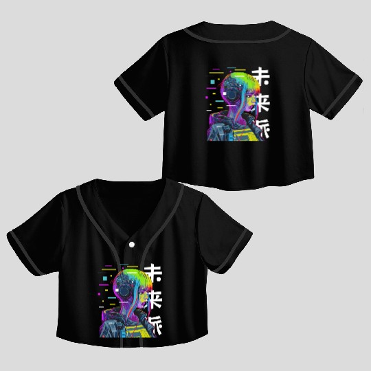 Japanese Cyber Aesthetic Cyberdelic Glitch Sci Fi Crop Top Baseball Jerseys