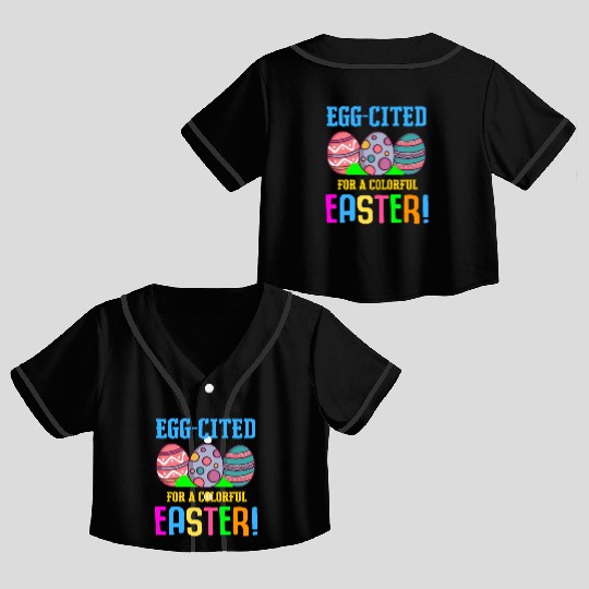 Easter Colorful Egg Dye Rabbit Egg Hunt Crop Top Baseball Jerseys