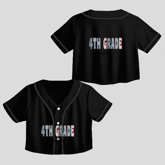 4th Grade Teacher Gift Matching Teacher Squad Crop Top Baseball Jerseys
