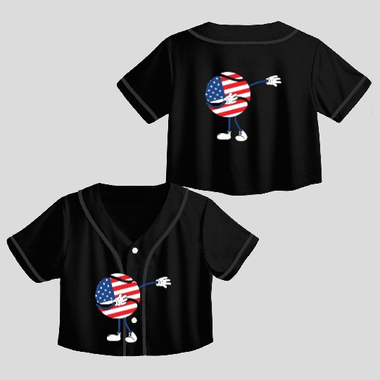 America USA Flag 4th Of July Tennis Player Crop Top Baseball Jerseys