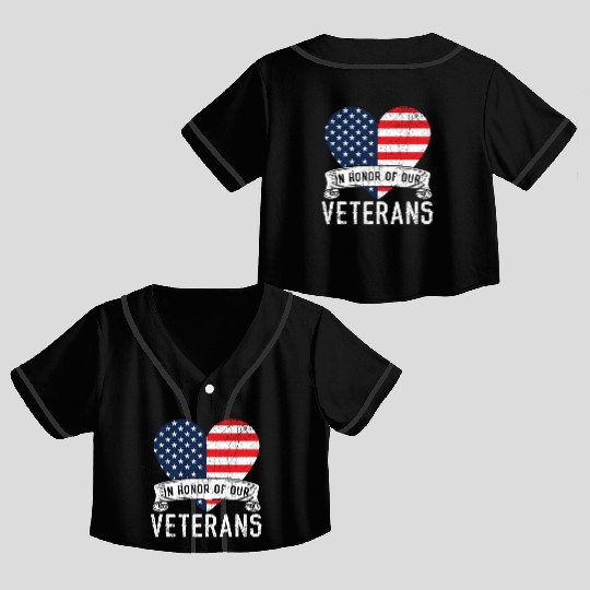 Patriotic Veteran USA Flag American Memorial Day Crop Top Baseball Jerseys