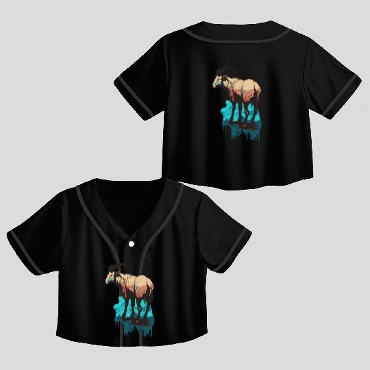 a mountain goat lives in the mountains Crop Top Baseball Jerseys